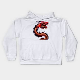 Red and Gold Chinese Dragon with Translucent Background Kids Hoodie